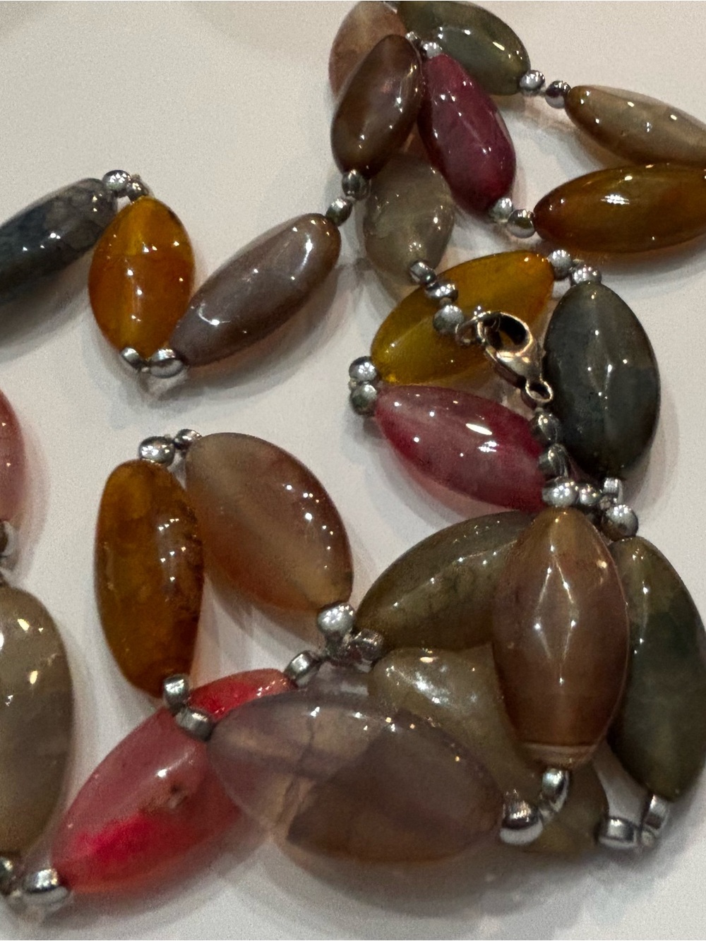 Lucas Lameth 925 Polished Agate Stone Multicolor Boho Necklace Jewelry